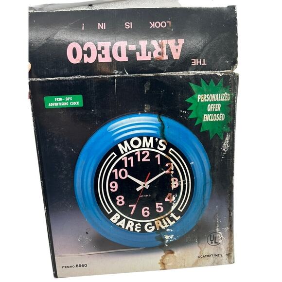 Vintage 1988 Cup-O-Java Light Up Wall Clock 13" Art Deco Retro Diner Seinfeld - Picture 7 of 13